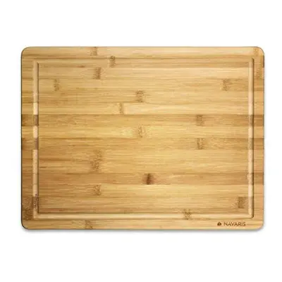 Navaris Wooden Chopping Board - Large Natural Bamboo Kitchen Cutting Board with Crumb and Juice 