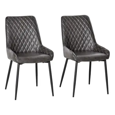 HOMCOM Retro Dining Chair Set of 2, PU Leather Upholstered Side Chairs