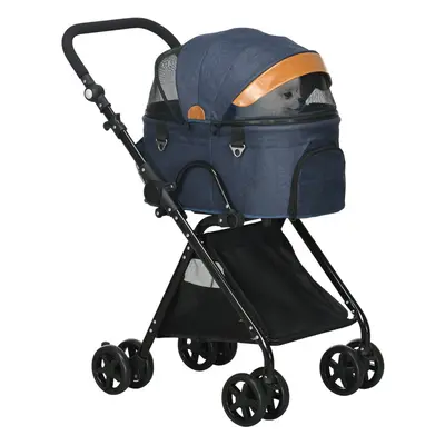 PawHut Luxury Folding Pet Stroller Removable Carrier Adjustable Canopy Bag Brake