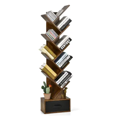 59 inch Tree Bookshelf Free-standing Bookcase with Shelves