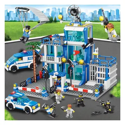 (Blue Station-1256Pcs) 1256pcs Police Station Building Blocks Toys For Boys City Series Blocks T