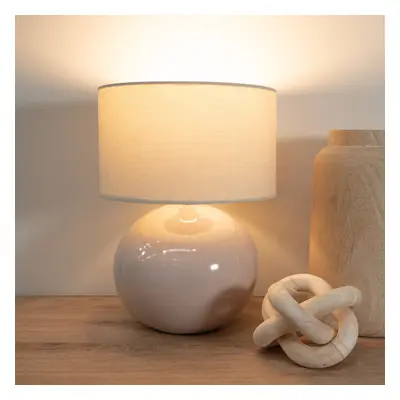 ValueLights Bosco Stone Ceramic Table Lamp with Natural Lamp Shade