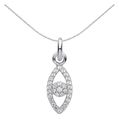 Jewelco London Ladies Sterling Silver Cubic Zirconia Anti Evil Eye Charm Necklace - CM210