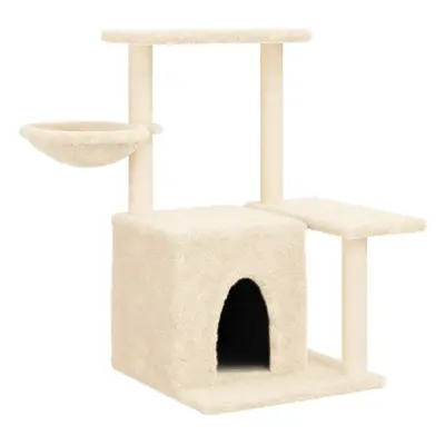 (cream) vidaXL Cat Tree with Sisal Scratching Posts Cat Tower Pet Cat Climbing Tree