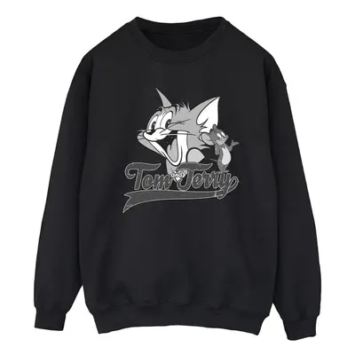 (S, Black) Tom And Jerry Mens Greyscale Square Sweatshirt