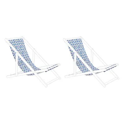 Set of Sun Lounger Replacement Fabrics ANZIO/AVELLINO x cm Blue