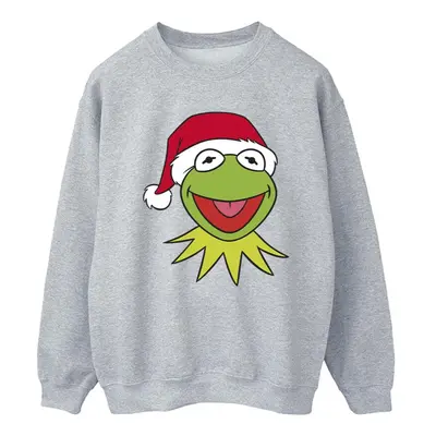 (XL, Sports Grey) Disney Womens/Ladies Muppets Kermit Christmas Head Sweatshirt