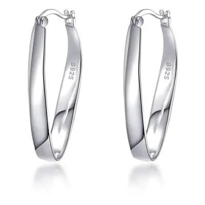 Sterling Silver 30mm Oval Hoop Earrings