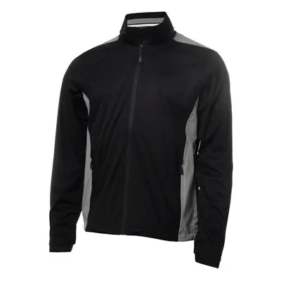 (S, Black/Silver) Calvin Klein Mens Collar Detail Waterproof Stretch Golf Jacket