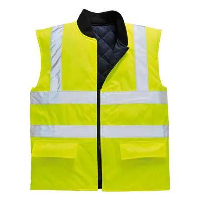 (M, Yellow) Portwest Mens Reversible Safety Body Warmer