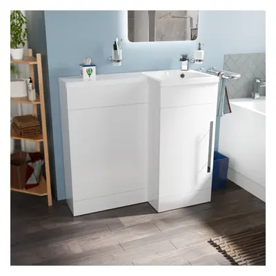 Relovane 900mm Shape Right Hand Bathroom White Basin Vanity WC Unit Flat Pack