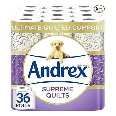 Andrex Supreme Quilts Quilted Toilet Paper Pack Thicker Than Before to Provide Ultimate Quilted 