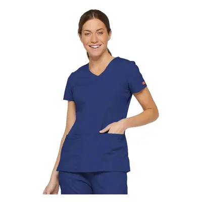 Dickies womens Signature V-neck Top With Multiple Patch Pockets medical scrubs shirts, galaxy Bl