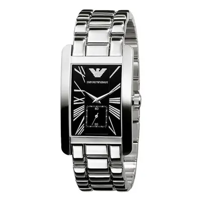 Emporio Armani Mens Gents Watch Black Dial Stainless Steel Bracelet AR0156