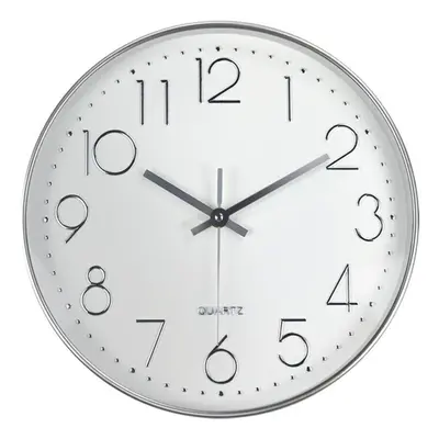 (White- silver border) 12inch DIY Wall Clock Silent Quartz Wall Night Clocks Multicolor Optional