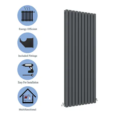 (Double, 1800x590mm) Anthracite Central Heating Oval Column Radiators