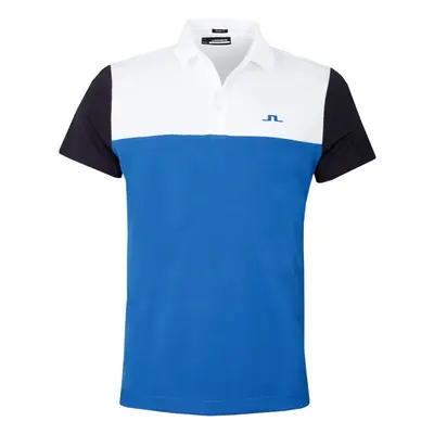 (XL, Nautical Blue) J.Lindeberg Mens Keenan Colourblock Moisture Wicking Stretch Golf Polo Shirt