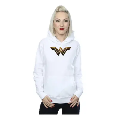 (L, White) DC Comics Womens/Ladies Justice League Movie Wonder Woman Emblem Hoodie