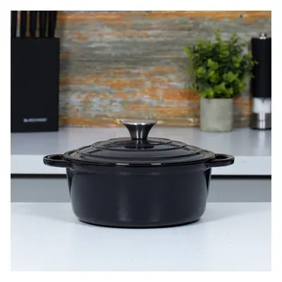 (Black) Blackmoor 22cm Cast Iron Casserole Dish With Lid