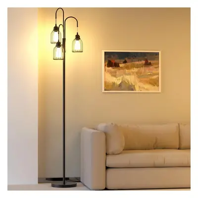 Living Room Industrial Floor Lamp, 190cm Dimmable Standing Lamp with LED Bulbs, E27 Socket Stand