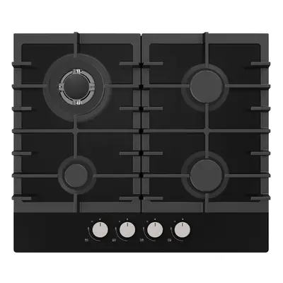 Statesman GH60GB Zone Gas Glass Hob, cm, Black