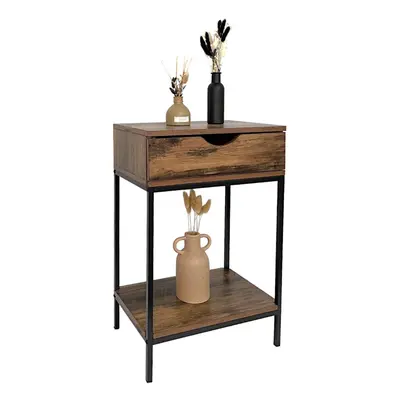 1 Drawer Console Table Black Metal Frame and Drawer and Shelf