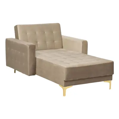 Velvet Chaise Lounge Sand Beige ABERDEEN