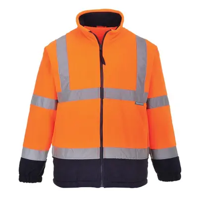 (5XL, Orange/Navy) Portwest Mens Contrast Fleece Hi-Vis Safety Coat