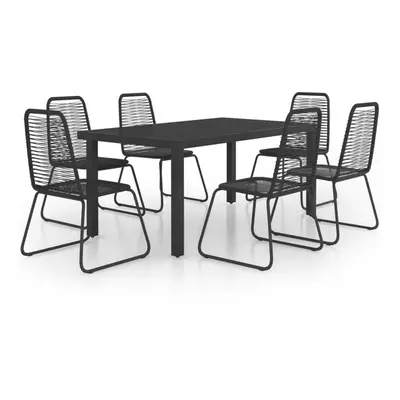 vidaXL Garden Dining Set Piece PVC Rattan Black Patio Outdoor Furniture Set