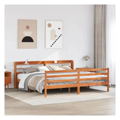 vidaXL Bed Frame without Mattress Wax Brown 180x200 cm Super King Solid Wood Pine