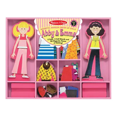 Melissa & Doug Abby and Emma Deluxe Magnetic Wooden Dress-Up Dolls Play Set (55+ pcs)