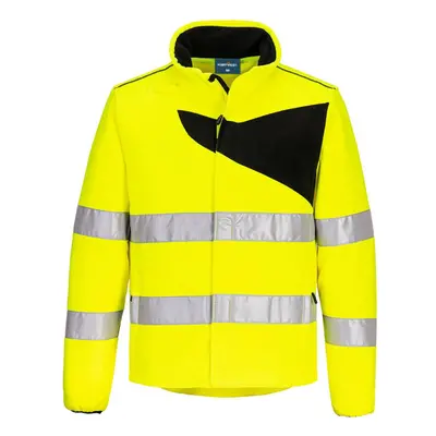 (M, Yellow/Black) Portwest Mens PW2 Fleece High-Vis Jacket