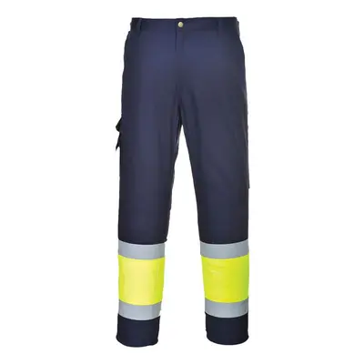 (3XL R, Yellow/Navy) Portwest Mens Contrast Hi-Vis Work Trousers