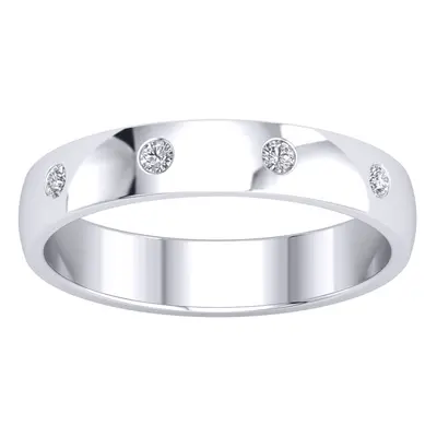 (Q) Jewelco London Ladies Platinum Plated Sterling Silver D-Shape Stone Half Eternity Wedding Ba