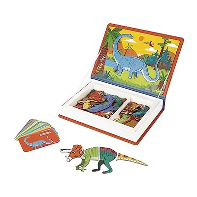 Janod - Magneti'Book Dinosaurs - 50-Part Educational Magnetic Game Teaches Fine Motor Skills and