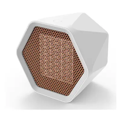 (White, UK) Hexagonal Mini Electric Heater with Temperature Control - Desktop Air Warmer Fan