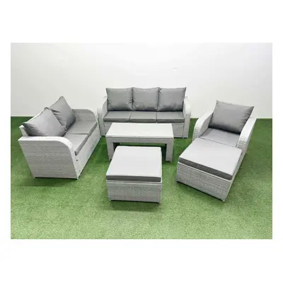 Fimous Patio PE Wicker Seater Outdoor Rattan Furniture Sofa Sets with Reclining Chair Loveseat S