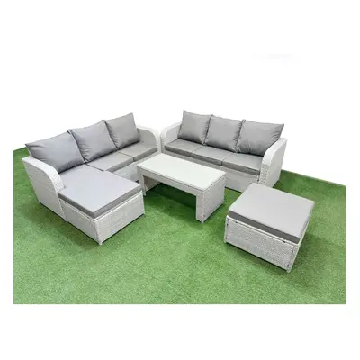 Fimous Outdoor Garden Furniture Sets Seater Wicker Rattan Furniture Sofa Sets with Oblong Coffee