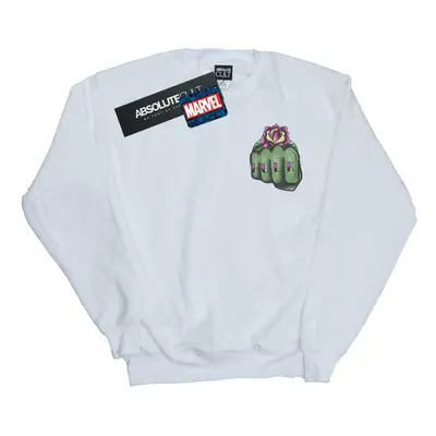 (XXL, White) Marvel Mens Hulk Tattoo Fist Breast Print Sweatshirt