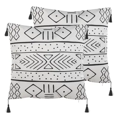 Set of Decorative Cushions SCHEFFLERA Velvet x cm White Geometric Pattern