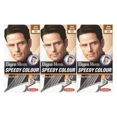 3 x Bigen Mens Speedy Hair Colour Ammonia Free-Dark Brown-103