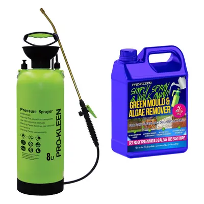 (8L, ProKleen Simply Spray & Walk Away Patio Cleaner x 5L) Garden Sprayer Pump Action Patio Clea