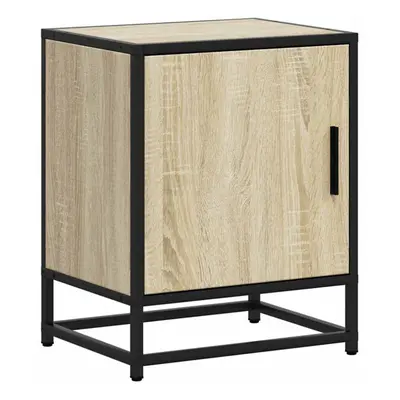 (sonoma oak, pcs) vidaXL Bedside Cabinets pcs Black 40x31x50 cm Engineered Wood and Metal