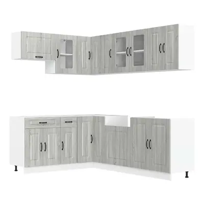 (grey sonoma) vidaXL Piece Kitchen Cabinet Set Kalmar Smoked Oak Engineered Wood