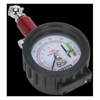 Tyre Pressure Gauge with Tyre Tread Depth Gauge 0-8bar(0-120psi)