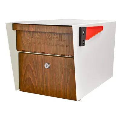 Mail Boss Mail Manager Locking Mailbox Medium Cream White Wood Grain