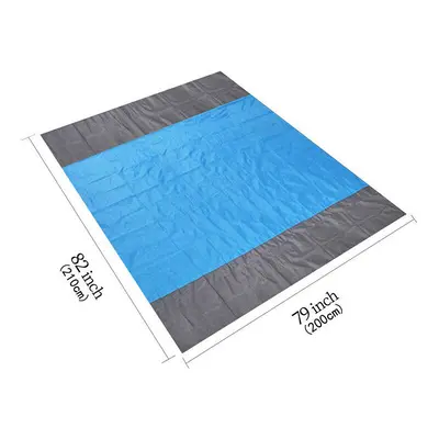 (Blue) 210x200cm Picnic Blanket Oxford Foldable Beach Mat Waterproof Quick Drying Sand Proof Cam