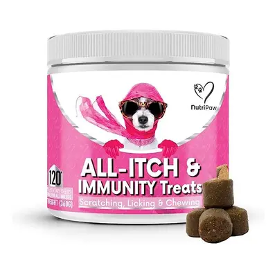 NutriPaw All-Itch Immunity Treats For Dogs - Soothe Itchy Paws, Eyes, Ears,Skin -Stop Itching, L