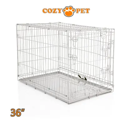 Dog Cage 36'' Grey by Cozy Pet Puppy Crate Pen Metal Cage DC36G