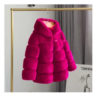 (Rose, Years) Kids Girls Rabbit Fur Coat Padded Winter Jacket UK